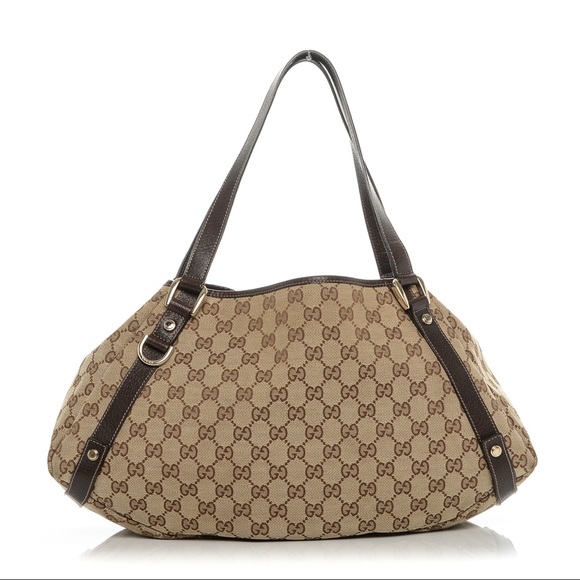 GUCCI Monogram Medium Abbey Shoulder Bag Brown